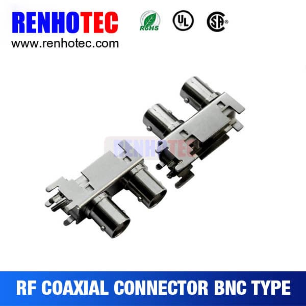 2015 hot R_A Double BNC Jack in one row for PCB Mount